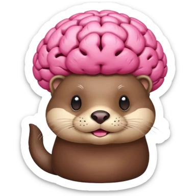 generate an otter with a very big  pink brain going out of the head sticker