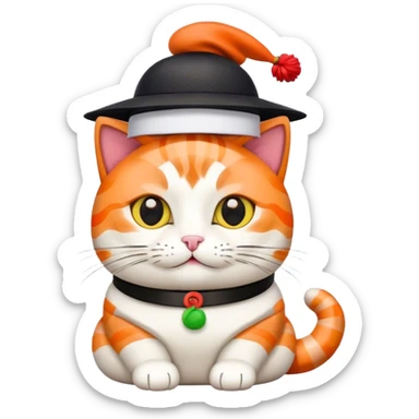 cat wearing a hat made out of sushi sticker