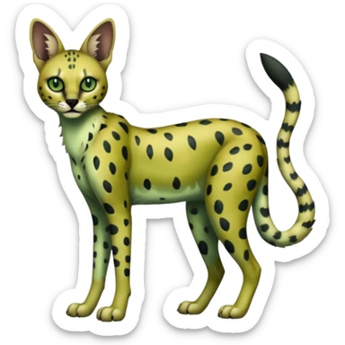 Dark-deep-blackish-Greenish Zombie-serval, full body sticker