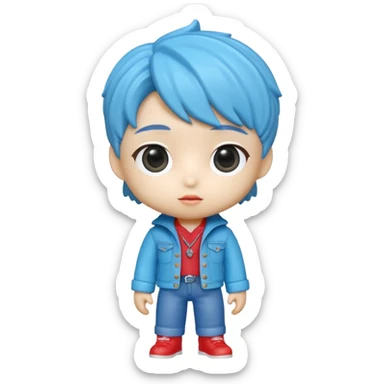 Isolated, breathtakingly vivid and intricately detailed digital illustration of the most incredibly adorable kpop denom hunter figurine imaginable, toy style. sticker