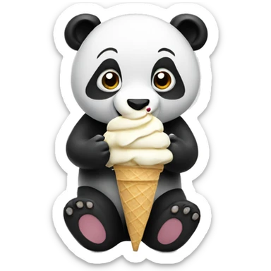 Panda eating ice cream sticker