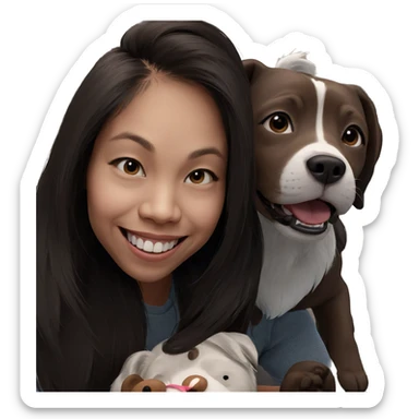 girl smiling with dog sticker