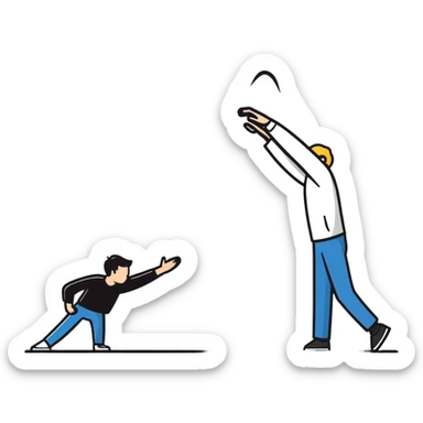 couple with contrasting attachment styles, one person leaning away (avoidant) and one person reaching toward them (approachable) sticker