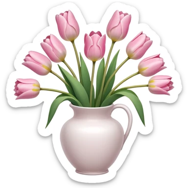 Light pink tulips in white vase sticker