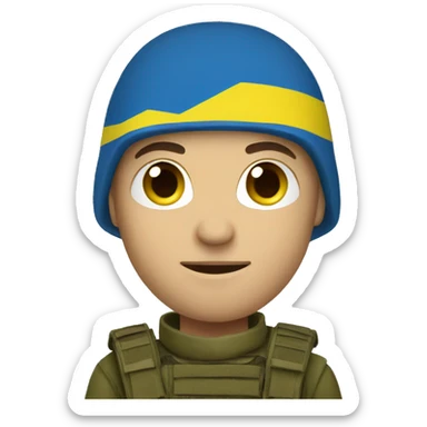 Ukrainian soldier with Ukrainian flag  sticker