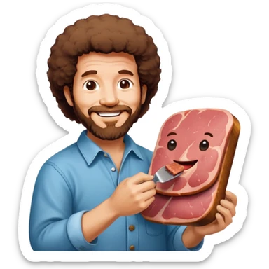 bob ross painting a SPAM meat Monalisa  portrait  sticker