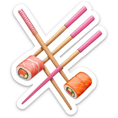 Two pink sushi chopsticks  sticker
