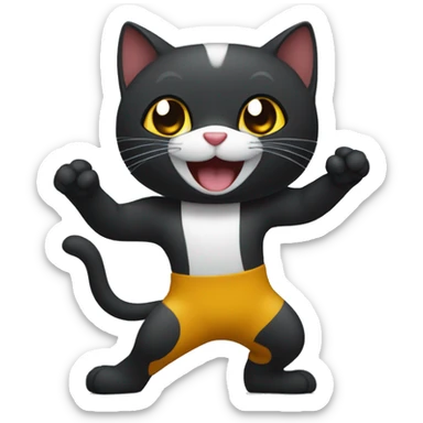 GATO NEGRO BAILANDO CON GATA CAREY sticker