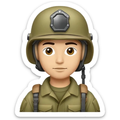 soldier with military gear and helmet sticker