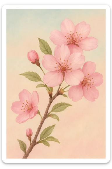 pink cherry blossom with a pastel background sticker
