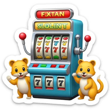 animals playing a slot machine sticker