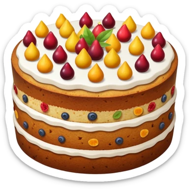 whole fruit cake with no frosting, simple, clear sticker