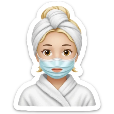 girl with bath towel and mask skincare sticker