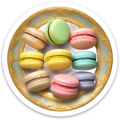 vintage rococo macarons on golden plate sticker