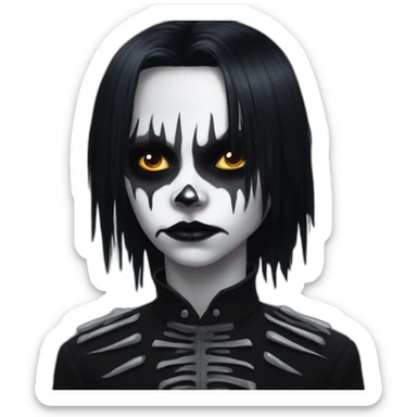 Goth kid with a corpse paint makeup sticker