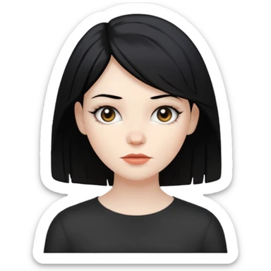 white woman with choppy black hair sticker
