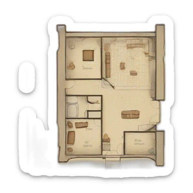medieval architect drawing on a floor plan sticker