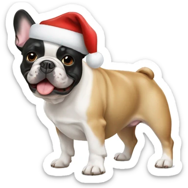 Black and tan French bulldog in Santa hat sticker