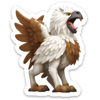 mythological creature, griffin, brown and white sticker