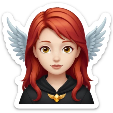 Hada, roja, con alas y unas carita mágica sticker