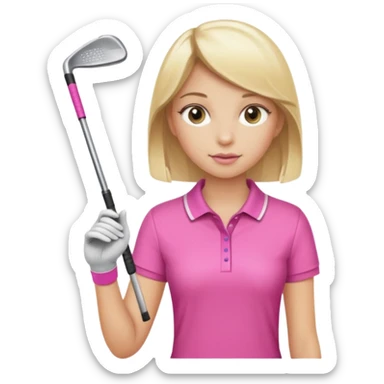 girl with blonde highlights wearing pink and has a golf club sticker