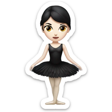 One Black swan ballet woman, sad fierce pale skin with black hair woman  sticker