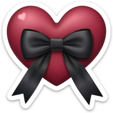 burgundy  heart with black bow sticker