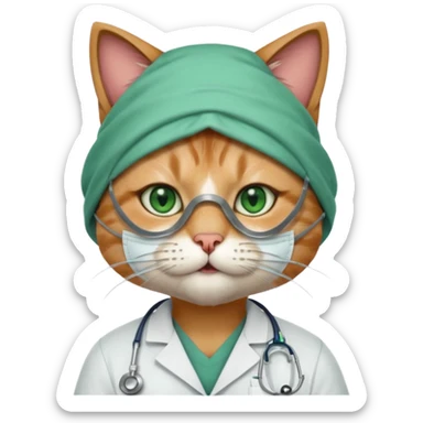 doctor cat, surgeon mask sticker