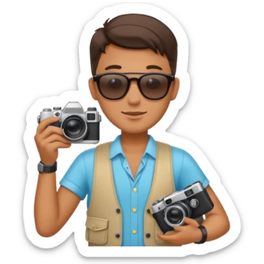 fotographer with summer clothes and sun glasses sticker