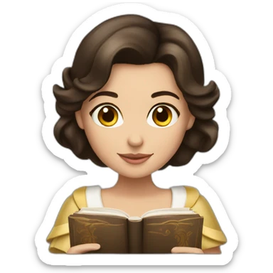 Brunette princess with book sticker