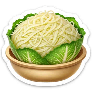 Cinematic Realistic Sauerkraut Dish Emoji, depicted as a tangy, fermented cabbage dish rendered with vibrant textures and natural, appetizing lighting. sticker