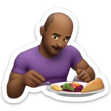 Persona comiendo una berenjena morada y alargada sticker