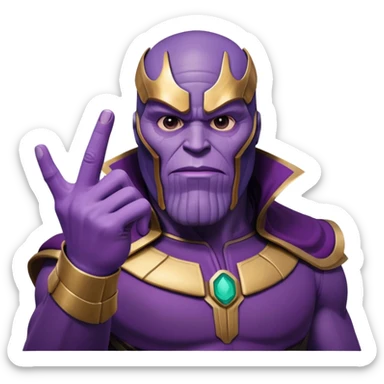 Purple villain Thanos with Squid Game aesthetic showing middle finger sticker