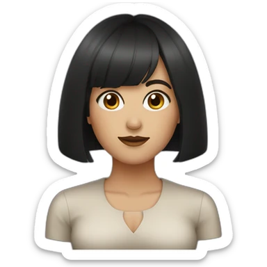 beautiful dark-haired woman with a blunt fringe sticker