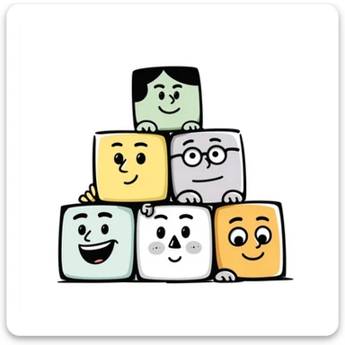Several colorful toy blocks with different expressions stacked together sticker