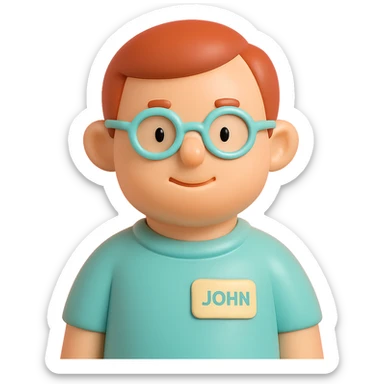 portrait of a man named John in vinyl figure style sticker