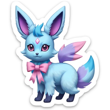 Fluffy celestial Glaceon-Espeon-Sylveon-Umbreon-hybrid, full body sticker