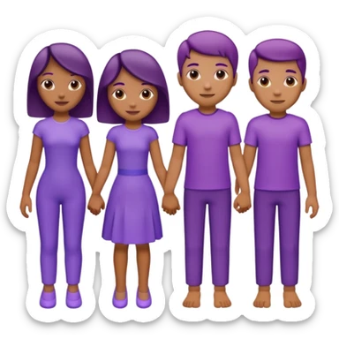 purple group without eyes and nose  holding hands sticker
