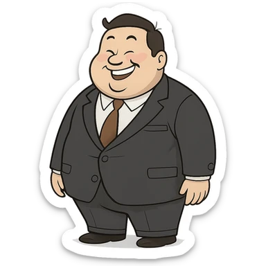 A chubby funny person in a formal suit sticker