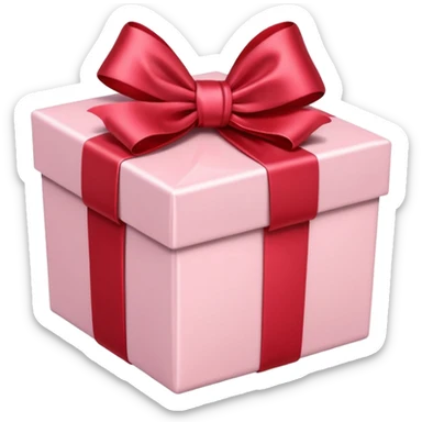gift box pale pink with red satin bow sticker