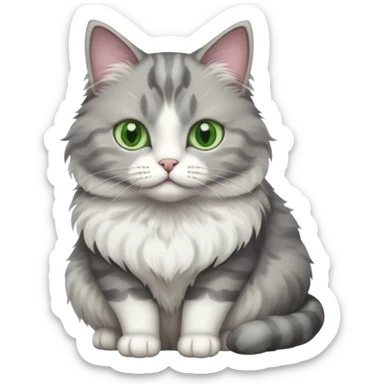 a grey and white cat sitting regally sticker