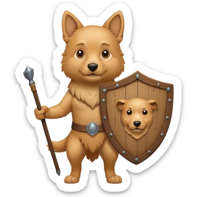 dog, ancient greece with only wooden shield sticker