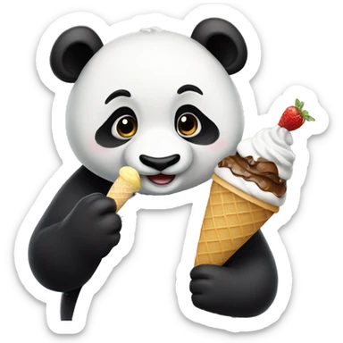 Panda eating ice cream sticker