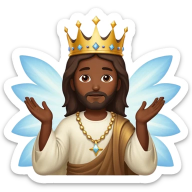 Dark skin christ Jesus with crown in the heavens sticker