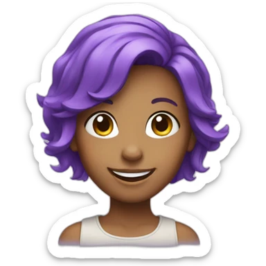 girl with purple hair smiling sticker