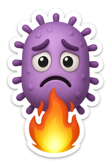 EMOJI STILE IPHONE 3D DI BATTERI INTESTINALI 3D CON ESPRESSIONE TRISTE  IN VOLTO MENTRE SOTTO DI LORO BRUCIA UNA FIAMMA, FAGLI ANCHE LA PARTE BIANCA DEGLI OCCHI, NON SOLO LA PUPILLA sticker