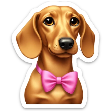 golden dachshund with pink bow sticker