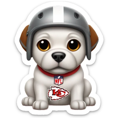 dog with a kansas chiefs helmet sticker