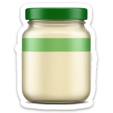 a cream coloured glass jar with a green lid & green label around the middle sticker