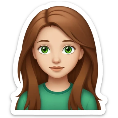 friendly girl, age 17, green eyes, light skin, long brown hair sticker